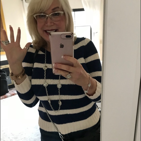 🔴SALE! J CREW COTTON STRIPE Cool Navy & White - Picture 7 of 8